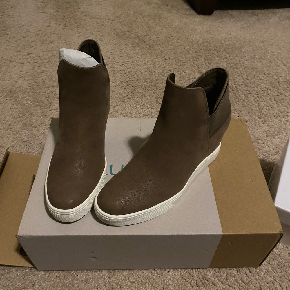 Maurices Brown Ankle Booties with Elastic Panels